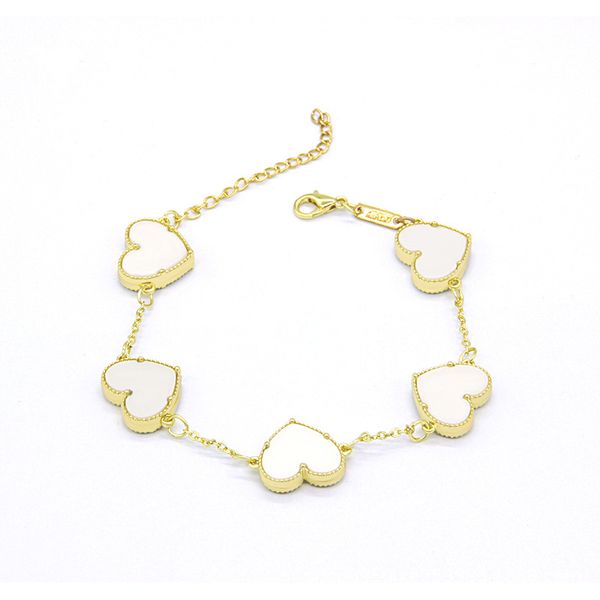 Nouveau bracelet à breloques coeur couleur arc-en-ciel à la mode bijoux plaqué or pour cadeau femme