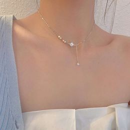 Collier de perles étoiles en diamant scintillant pour femmes, chaîne de clavicule, nouvelle collection
