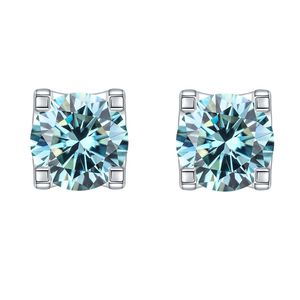 Nouveau à la mode unisexe mode hommes femmes boucles d'oreilles en argent 925 en argent Sterling VVS 0.5CT 1CT bleu Moissanite boucles d'oreilles beau cadeau