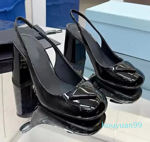 Nouveau hommage brevet/cuir souple plate-forme sandales femmes chaussures sangle talons hauts sandales dame chaussures pompes en cuir d'origine taille