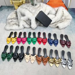 New Tribute Geweven Muiltjes Sandalen Pantoffels Slippers Hak Platte hakken Puntneus Luxe damesontwerpers Lakleer buitenzool Vrijetijdsschoenen fabrieksschoeisel