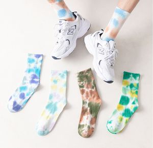 Nieuwe Tricolor Tie-Dye Mannen Vrouwen Sokken Katoen Harajuku Kleurrijke Stellen Vortex Grappige Skateboard Hiphop Girls Soft Sockings