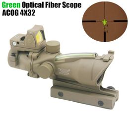 Nuevo Trijicon ACOG 4x32 fuente de fibra óptica verde mira telescópica de fibra Real con RMR Micro punto rojo vista Dark Earth8000831