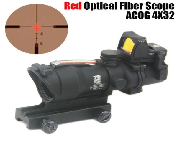 Nouveau Trijicon ACOG 4x32 Source de fibre Rouge Rifle illuminé Scope W RMR Micro Red Dot Version marquée Black4900215