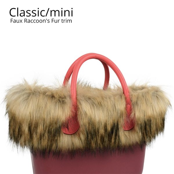 Nouvelle garniture en fausse fourrure de raton laveur en peluche pour O BAG décoration en peluche thermique adaptée pour Classic Big Mini Obag 210302