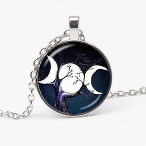 Nouveau Triple lune déesse sorcellerie pentagramme amulette magique collier amulette femme lune collier rétro bijoux cadeau Family1215l