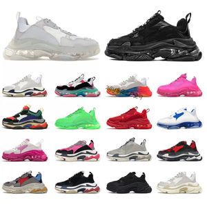 New Triple S Crystal Bottom Paris 17 FW Casual Chaussures Hommes Sports Original Femmes Baskets Clear Sole Daddy Shoe Platform Sneakers Vintage Old Designers