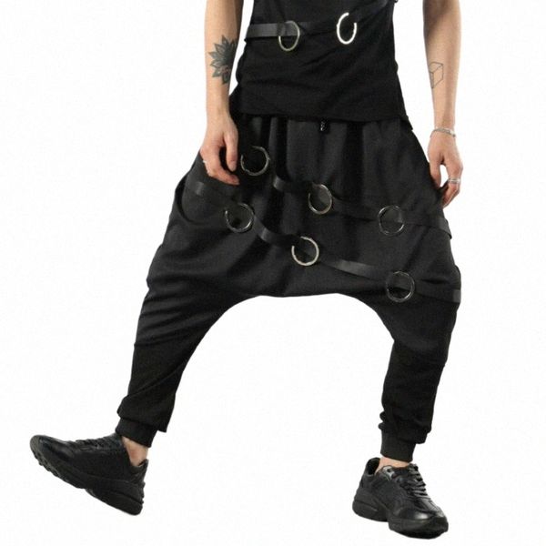 Nuevos pantalones Pies pequeños Club nocturno Hombres Original Persality Trend Heavy Metal Flying Ardilla Pantalones Estilista Pantalones de entrepierna baja c91g #