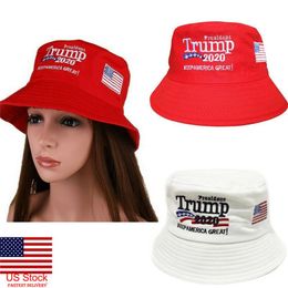 Nuovo Trump 2020 Cappello a secchiello Cappelli estivi per uomo Cappello da pescatore Donna Cappello hip-hop Presidente americano Elezione Ricamo Cappellini da trekking