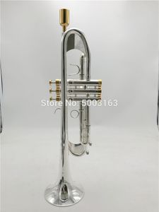 Nueva trompeta 190S-77 Instrumento musical Bb trompeta plana Clasificación preferida Trompeta plateada rendimiento profesional