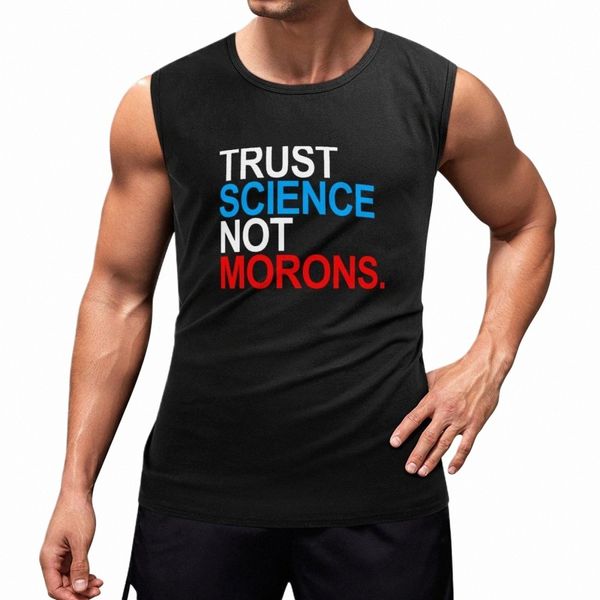 Nouveau TRUST SCIENCE NOT MORONS rouge blanc et bleu débardeur marques de vêtements pour hommes T-shirt hommes J273 #