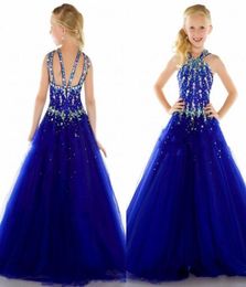 Nouveau tulle royal bleu pas cher beauté girl039s robes de concours