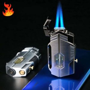 Nieuwe Turbo Gas Voorruit Direct Charge Dual Fire Metalen Draagbare Aanstekers Keuken Outdoor Camping Barbecue Sigaar Lgniting Geschenken