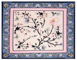 Nouvelle écharpe en soie en serre femme plum arbre imprimé coucheer chouier silk foulard châle féminin enveloppe les stoles carré foulards 130cm7127881