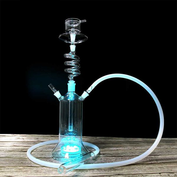 Nouveau Twirl Verre Shisha Rotatif Narguilé Spirale Chicha Preuve De L'eau Led Télécommande Fruits Narguilé Glace Pipes HKD230809