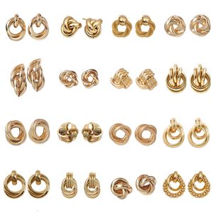 Boucles d'oreilles torsadées en métal pour femmes, couleur or, spirale rotative, anneaux d'oreille inhabituels pour dames, bijoux européens, nouvelle collection