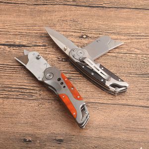 NIEUW TWEE BLADES UTILITY Camping Knife 440C Satijnen Blades Aluminium Hout Handgreep Outdoor EDC Pocket Knives