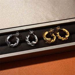 Boucles d'oreilles torsadées bicolores pour femmes, nouvelle collection, couture de personnalité, haute qualité, mode, Niche, cadeau assorti, accessoires bijoux