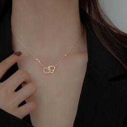 Nieuwe twee hartvormige kettingen vrouwelijke prachtige geometrische vorm choker verjaardagscadeau voor dames mode -sieraden