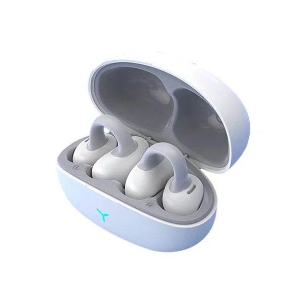 Nuevos auriculares TWS inalámbricos Bluetooth con clip para la oreja, auriculares deportivos para juegos con cancelación de ruido ENC de larga duración y baja latencia