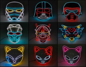 Nieuw type Halloween LED -masker Gloeiende neon el draad kostuum DJ Party Light Up Masque Cosplay Q08066584661