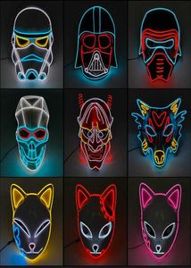 Nouveau type Halloween LED Mask Glowing El Wire Costume DJ Party Light Up Masque Cosplay Q08061993904