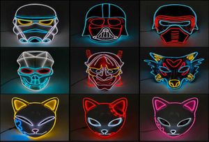 NIEUW Type Halloween LED Masker Gloeiende Neon EL Draad Kostuum DJ Party Light Up Masque Cosplay Q08063158651