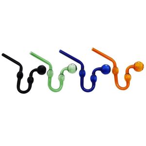 Nieuwe type olie brander pijp serpentine draagbare glazen waterpijpen kleurrijke dikke pyrex downstem ronde ronde van kleine pot glas bubbler tabaks kom voor roken