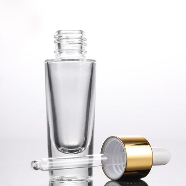 Nuevo tipo de botellas de suero e líquido 15ml botella de esencia transparente vacía botellas de aceite de vidrio mercado mayorista