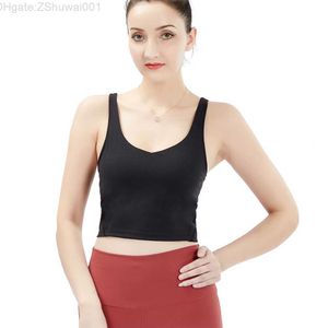 nieuwe uback sneldrogende gewatteerde fitnessbeha's crop tops dames effen vesttype nylon yoga workout sport met verwijderbare pads79JE