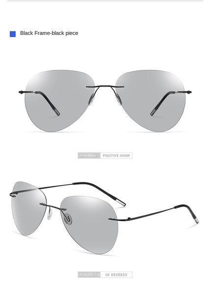 Nuevas gafas de sol coloridas sin marco polarizadas ligeras de titanio ultraligeras para conducir gafas de sapo para hombres gafas de día y de noche