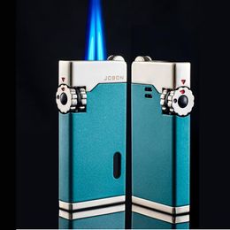 Nouveau briquet torche en métal Ultra-mince Jet Turbo coupe-vent gaz Visible Butane cigares Cigarettes briquets portables accessoires fumeurs