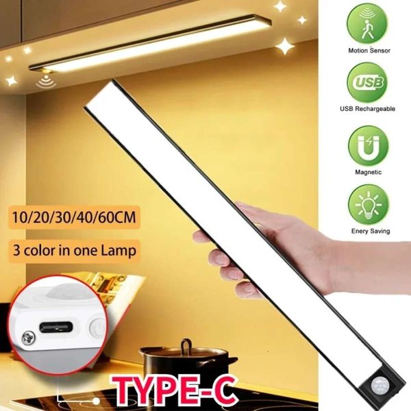 Lampe LED intelligente Ultra-mince avec capteur de mouvement, chargeur USB, variateur continu, pour cuisine, chambre à coucher, lampe de chevet, nouveauté