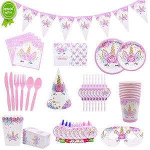 Unicorn Themed Party Supplies Set - Paper Plates, Cups, Napkins for Birthday and Baby Shower Decorations