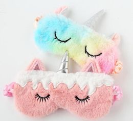 New Unicorn Mask Mask Cartoon Masque de sommeil en peluche Couverture ombre de couverture adaptée aux cadeaux de fête à la maison GB5982959787