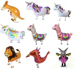 Nouveau Unicorn Walking Balloon Pet Balloons Birthday Party Decoration Event Fourniture Kangourou ALPACA Aluminium Ball Enfants enfants Cadeaux pour enfants 0511