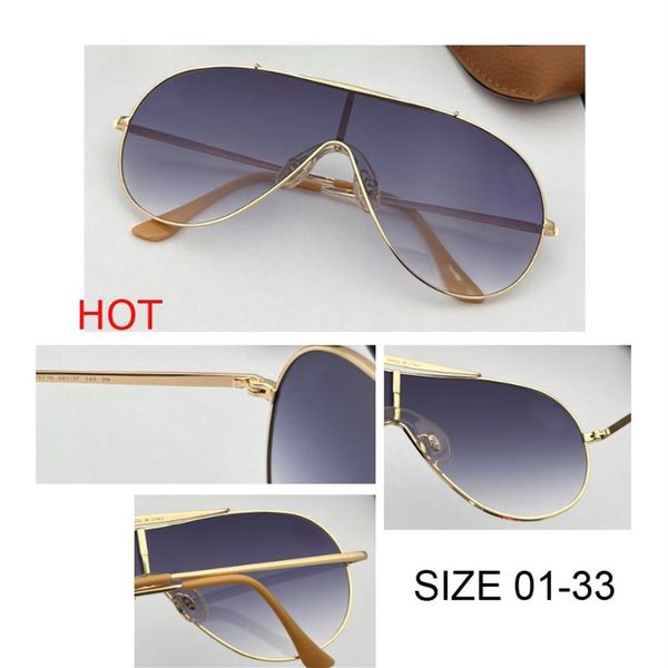 Nouvelle lunette de soleil de grande taille unique Designer de marque vintage Shield Gradient Sun Glasses Femme UV400 Flash Mirror UV Protection GAFA262N