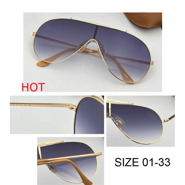 Nouvelle lunette de soleil de grande taille unique Designer de marque vintage Shield Gradient Sun Glasses Femme UV400 Flash Mirror UV Protection GAFA223E