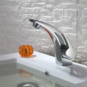 Nouveau Design Unique, robinet de lavabo de salle de bains entièrement en laiton, robinets mélangeurs à poignée unique, finition chromée/brosse Nickel