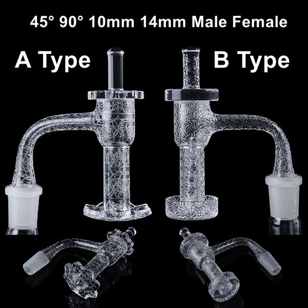 New Unique Full Weld Sandblasted Quartz Bangers Biseled Edge Nails Accesorios para fumar Terp Slurper Set con 20mmOD Carb Cap Flower Bottom para vidrio Bongs 2 tipos