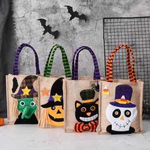 Nieuwe unieke stijlen Halloween Party Festivals Decoraties met hoeden Ronde Mini Tote Bag Children's Candy Prop Gift Pumpkin Skull Witch Black Cat Bag