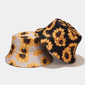 Nouveau unisexe Double face Harajuku seau chapeau tournesol Large grand bord plage Panama Bob casquette extérieure pare-soleil Hip Hop chapeaux de pêcheur HCS133