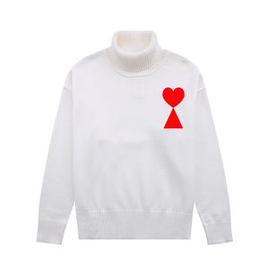 Nieuwe unisex herentrui Designer Amis Sweater Damesmode Luxe merk trui Losse A-lijn Klein Rood Hart Paar Lui Top Hoge hals 89