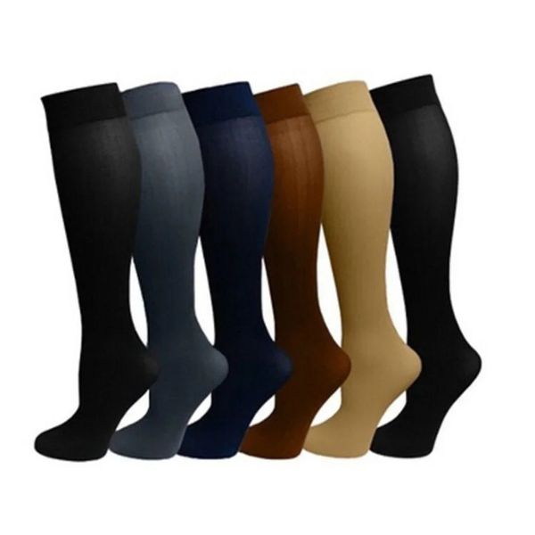 Nuevas medias de calcetines unisex Presión Varicoso Vena Vena Guardería Soporte de pierna alta Circulación de presión de estiramiento