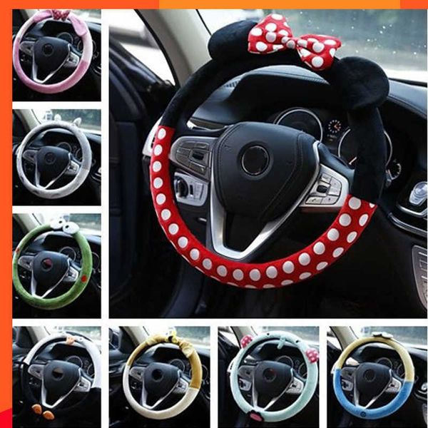 Nouveau universel 38 cm mignon dessin animé voiture volant accessoires ensemble nœud papillon couverture de volant Auto accessoires