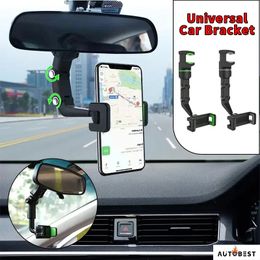 Nouveau support universel de téléphone de voiture multifonctionnel rotatif à 360 degrés, rétroviseur automatique, Clip de suspension de siège, support de téléphone portable