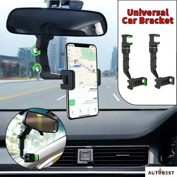 Nuevo soporte Universal para teléfono de coche, multifuncional, giratorio de 360 grados, espejo retrovisor automático, soporte para colgar en el asiento, soporte para teléfono móvil