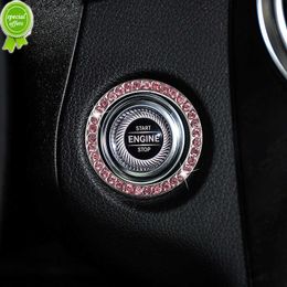 Nieuwe Universal Crystal Car Motor Start Stop ontstekingsbedekking Key Ring Car Decor Sticker Diamond Car Bling Accessories voor meisjes
