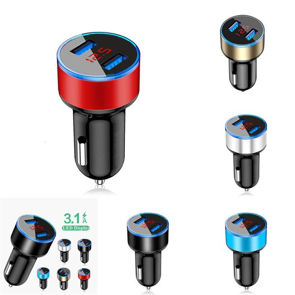 Nuevo vehículo de aluminio universal DC12V-24 V 5V 3.1A Dual cargador USB 2 puerto adaptador de potencia de puerto con visualización de voltaje de alta calidad