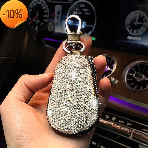 Nuevo Universal Diamond Car Key Holder Estuche de almacenamiento Luxury Crystal Llaveros Key Cover Bag Wallet para BMW Lada Benz Llavero